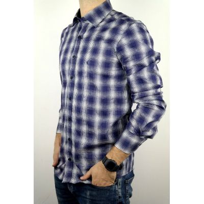 DANIEL BESSI koszula męska fb082 granatowo biała krata | Sklep GriShop.eu | Koszule