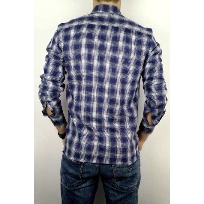 DANIEL BESSI koszula męska fb082 granatowo biała krata | Sklep GriShop.eu | Koszule
