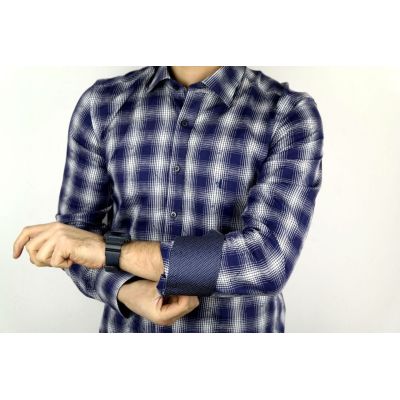 DANIEL BESSI koszula męska fb082 granatowo biała krata | Sklep GriShop.eu | Koszule