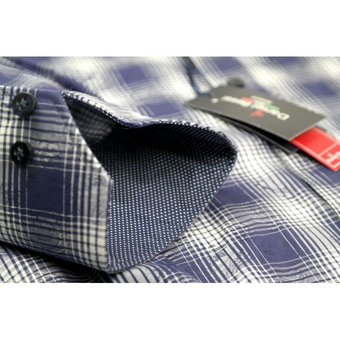 DANIEL BESSI koszula męska fb082 granatowo biała krata | Sklep GriShop.eu | Koszule