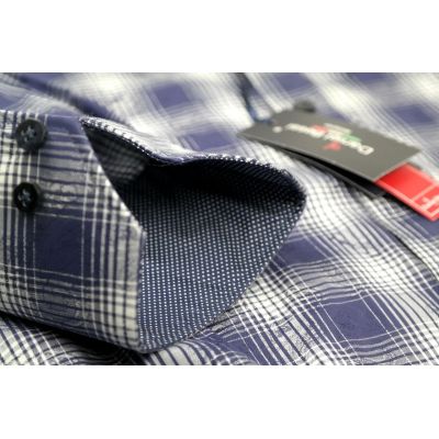 DANIEL BESSI koszula męska fb082 granatowo biała krata | Sklep GriShop.eu | Koszule