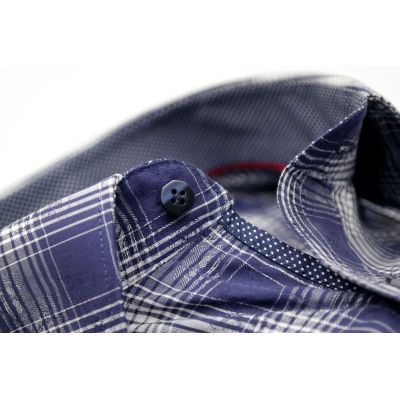 DANIEL BESSI koszula męska fb082 granatowo biała krata | Sklep GriShop.eu | Koszule