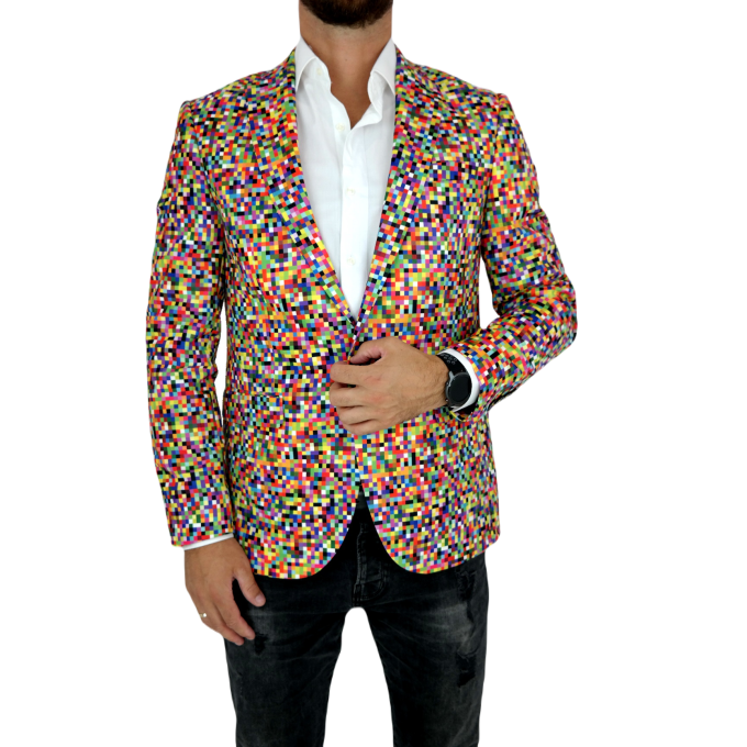 GIOVANNI PERA Marynarka męska D608 casual, PIKSELE, kolorowa, imprezowa | Sklep GriShop.eu | Marynarki