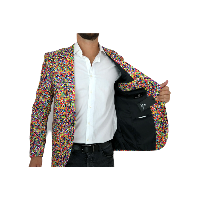 GIOVANNI PERA Marynarka męska D608 casual, PIKSELE, kolorowa, imprezowa | Sklep GriShop.eu | Marynarki