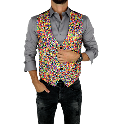 GIOVANNI PERA bezrękawnik, kamizelka męska D608 kolorowa, PIKSELE, imprezowa | Sklep GriShop.eu | Kamizelki