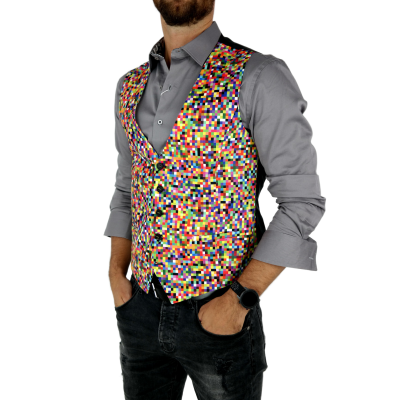 GIOVANNI PERA bezrękawnik, kamizelka męska D608 kolorowa, PIKSELE, imprezowa | Sklep GriShop.eu | Kamizelki
