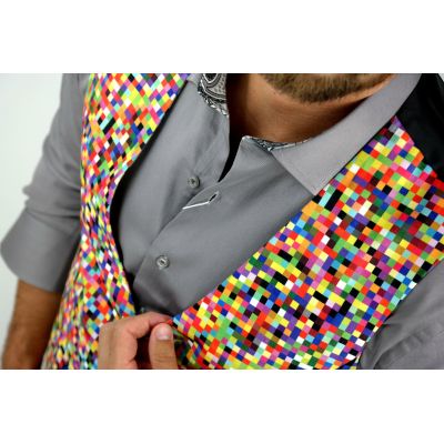 GIOVANNI PERA bezrękawnik, kamizelka męska D608 kolorowa, PIKSELE, imprezowa | Sklep GriShop.eu | Kamizelki