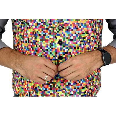 GIOVANNI PERA bezrękawnik, kamizelka męska D608 kolorowa, PIKSELE, imprezowa | Sklep GriShop.eu | Kamizelki