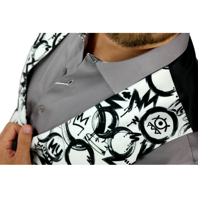 GIOVANNI PERA bezrękawnik, kamizelka męska D614 biało czarna OKO, my world | Sklep GriShop.eu | Kamizelki