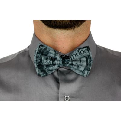 GIOVANNI PERA elegancka mucha muszka D611 grafitowa, NAPISY | Sklep GriShop.eu | Muszki