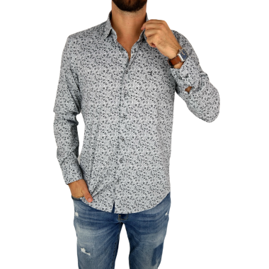 DANIEL BESSI Koszula męska fb139 szara, kwiatki, efekt jedwabiu | Sklep GriShop.eu | Koszule 2