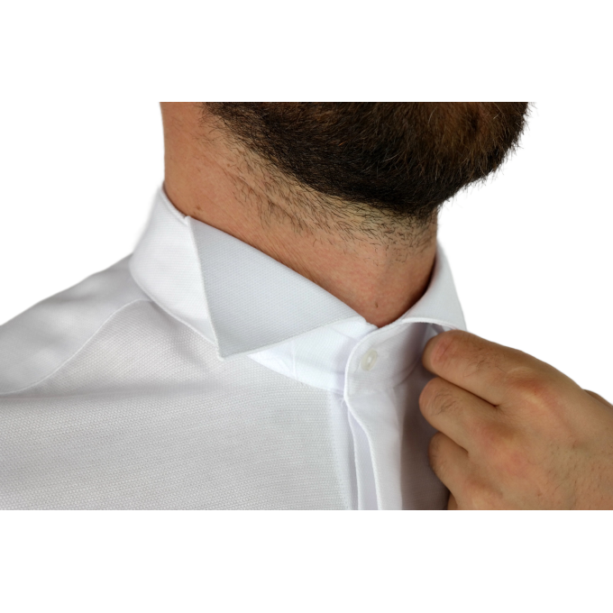 DORSS Koszula męska na spinki, biała, stójka, zakryte guziki KD1 | Sklep GriShop.eu | Koszule