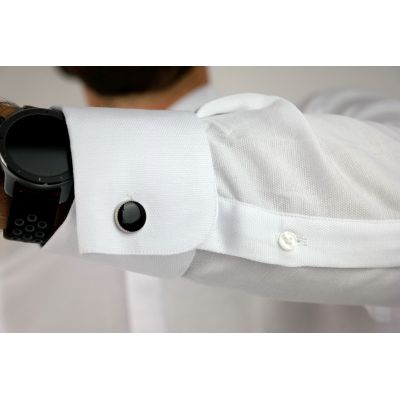 DORSS Koszula męska na spinki, biała, stójka, zakryte guziki KD1 | Sklep GriShop.eu | Koszule