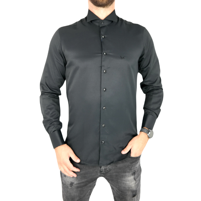 DORSS Koszula męska na spinki, czarna, stójka KD3 | Sklep GriShop.eu | Koszule