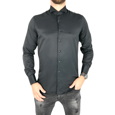 DORSS Koszula męska na spinki, czarna, stójka KD3 | Sklep GriShop.eu | Koszule