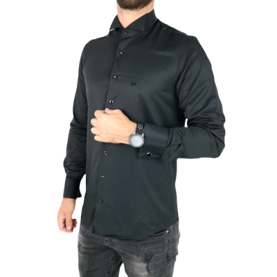 DORSS Koszula męska na spinki, czarna, stójka KD3 | Sklep GriShop.eu | Koszule