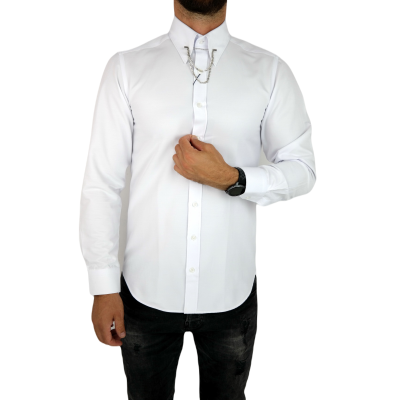 DORSS Koszula męska biała z ozdobą przy kołnierzyku KD2 | Sklep GriShop.eu | Koszule