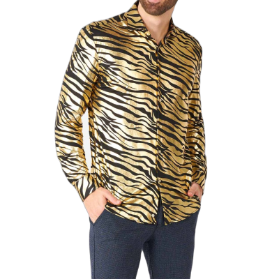 OPPOSUITS Koszula męska złoto-czarna, połysk, blask, imprezowa , tygrys | Sklep GriShop.eu | Koszule