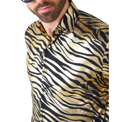 OPPOSUITS Koszula męska złoto-czarna, połysk, blask, imprezowa , tygrys | Sklep GriShop.eu | Koszule