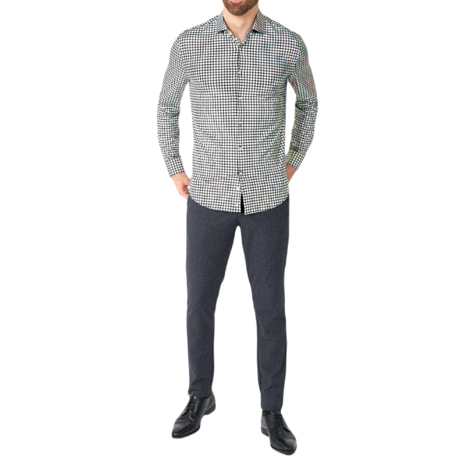 OPPOSUITS Koszula męska srebrna czarna, połysk, blask, kwadraciki, imprezowa, disco | Sklep GriShop.eu | Koszule