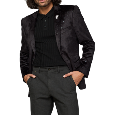 OPPOSUITS Marynarka męska MO1 czarna, galaktyka, gwiazdy, CONSTELLATIONS - BLACK, aksamitna, welur | Sklep GriShop.eu | Marynark