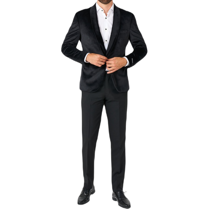 OPPOSUITS Marynarka męska MO2 czarna, aksamit, welur, ekskluzywna, DINNER JACKET - JET SET BLACK | Sklep GriShop.eu | Marynarki