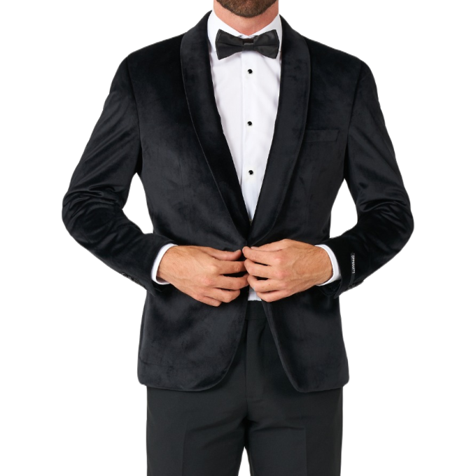 OPPOSUITS Marynarka męska MO2 czarna, aksamit, welur, ekskluzywna, DINNER JACKET - JET SET BLACK | Sklep GriShop.eu | Marynarki
