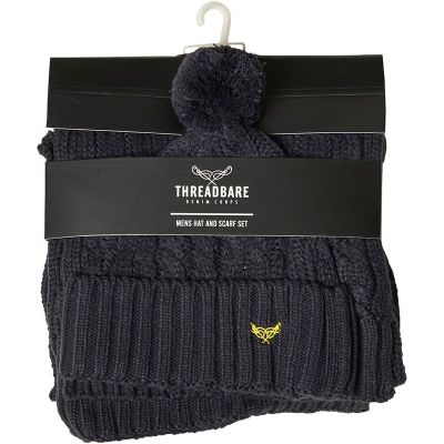 THREADBARE Zestaw czapka i szalik męski, granatowy | Sklep GriShop.eu | Galanteria i dodatki