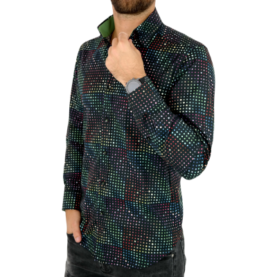 GIOVANNI PERA Koszula męska K002 czarna KOSTKA kolorowa wesoła na prezent | Sklep GriShop.eu | Koszule