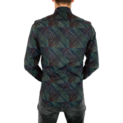 GIOVANNI PERA Koszula męska K002 czarna KOSTKA kolorowa wesoła na prezent | Sklep GriShop.eu | Koszule