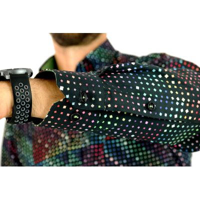 GIOVANNI PERA Koszula męska K002 czarna KOSTKA kolorowa wesoła na prezent | Sklep GriShop.eu | Koszule