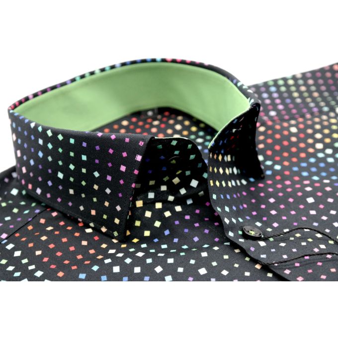 GIOVANNI PERA Koszula męska K002 czarna KOSTKA kolorowa wesoła na prezent | Sklep GriShop.eu | Koszule