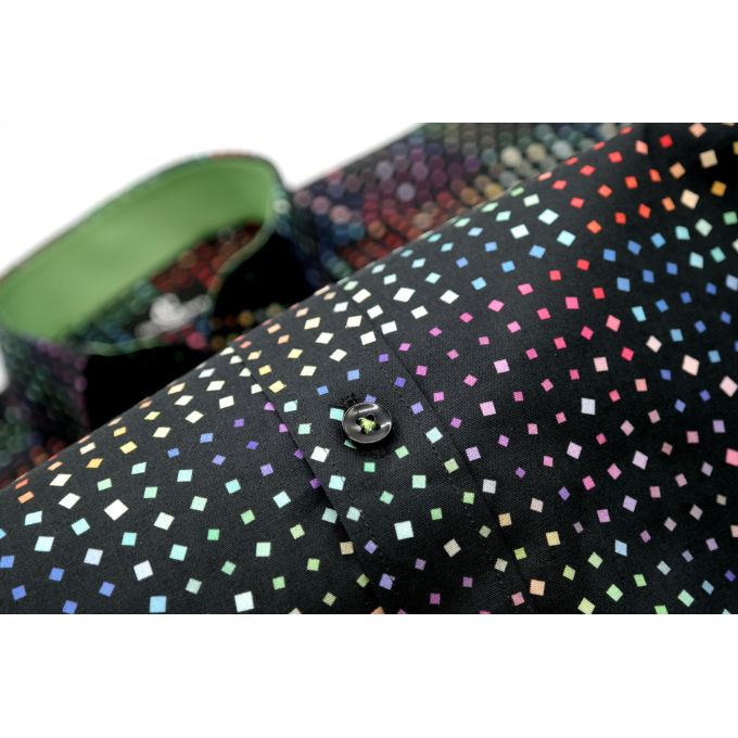 GIOVANNI PERA Koszula męska K002 czarna KOSTKA kolorowa wesoła na prezent | Sklep GriShop.eu | Koszule