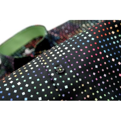 GIOVANNI PERA Koszula męska K002 czarna KOSTKA kolorowa wesoła na prezent | Sklep GriShop.eu | Koszule