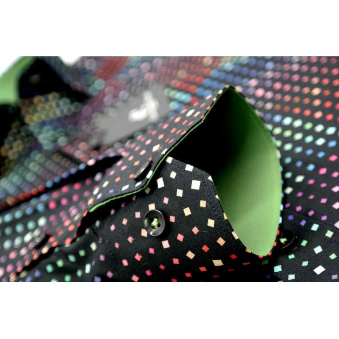 GIOVANNI PERA Koszula męska K002 czarna KOSTKA kolorowa wesoła na prezent | Sklep GriShop.eu | Koszule