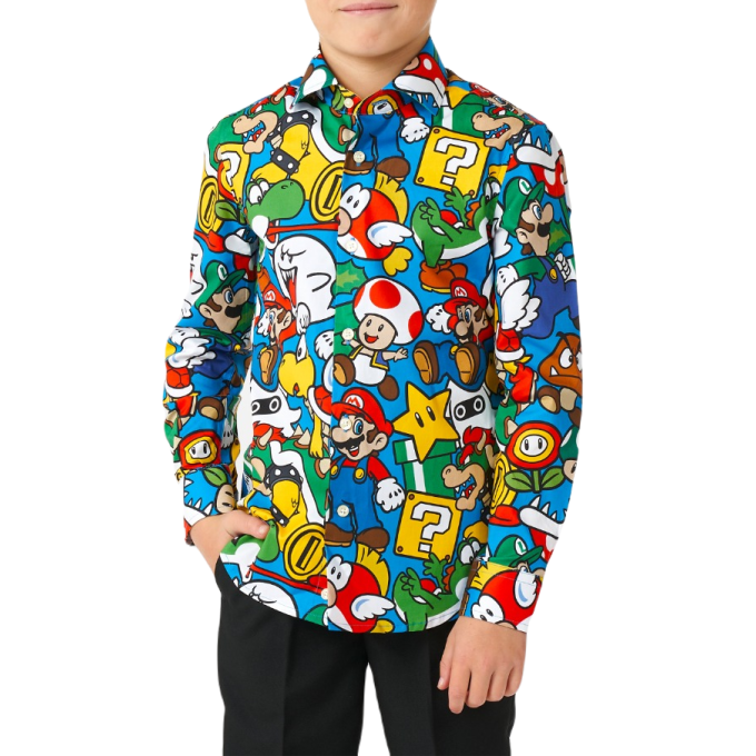 OPPOSUITS Koszula chłopięca O14 kolekcja tata, syn kolorowa SUPER MARIO wesoła gra | Sklep GriShop.eu | Koszule