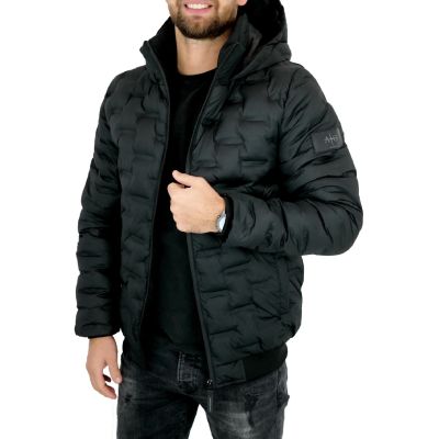 AVANT GARDE Kurtka męska pikowana KAG2 czarna z kapturem, ciepła | Sklep GriShop.eu | Kurtki
