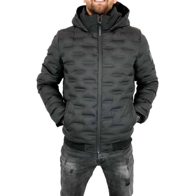 AVANT GARDE Kurtka męska pikowana KAG2 czarna z kapturem, ciepła | Sklep GriShop.eu | Kurtki