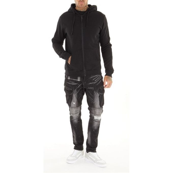 POLICE Bluza męska BLP1 z kapturem, czarna rozpinana | Sklep GriShop.eu | Bluzy