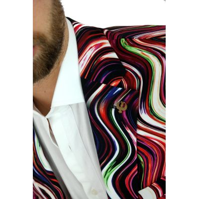 MARCO MILANO Marynarka męska C13 kolorowa, fale, bordo-czerwony, casual | Sklep GriShop.eu | Marynarki