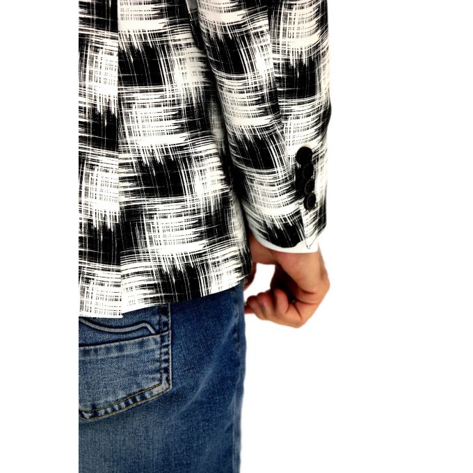 MARCO MILANO Marynarka męska C15 czarno-biała kratka, casual | Sklep GriShop.eu | Marynarki