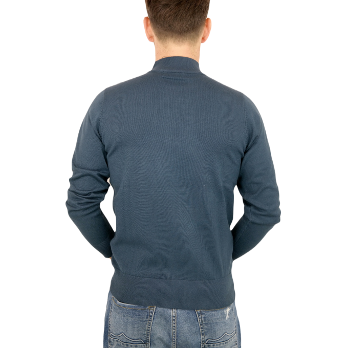 U.S. GRAND POLO Sweter męski półgolf G05 niebieski, gładki | Sklep GriShop.eu | Swetry