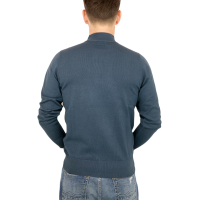 U.S. GRAND POLO Sweter męski półgolf G05 niebieski, gładki | Sklep GriShop.eu | Swetry