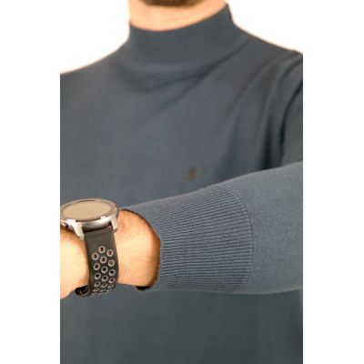 U.S. GRAND POLO Sweter męski półgolf G05 niebieski, gładki | Sklep GriShop.eu | Swetry