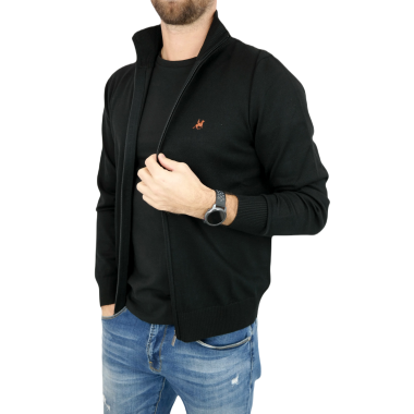 U.S. GRAND POLO Sweter męski G12 czarny, rozpinany, gładki