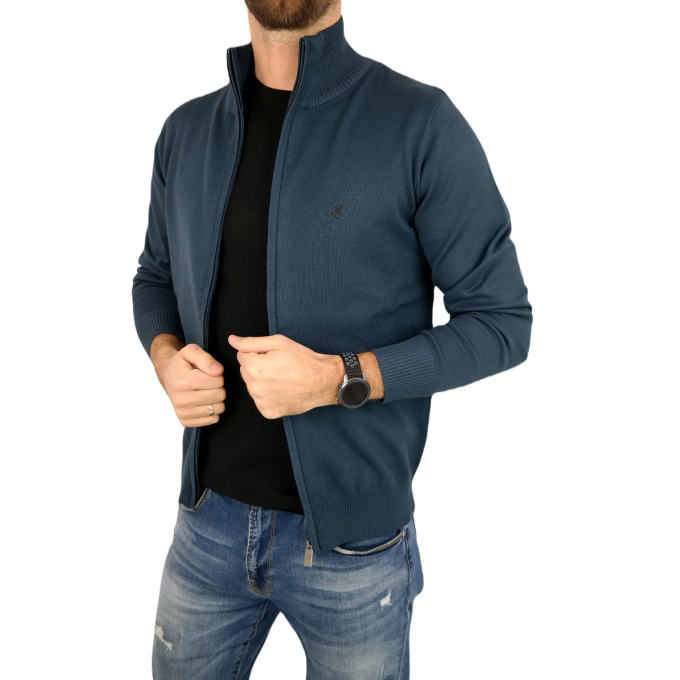 U.S. GRAND POLO Sweter męski G13 niebieski, rozpinany, gładki | Sklep GriShop.eu | Swetry