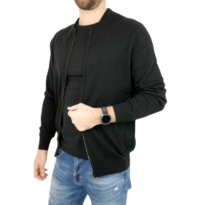 GIOVANNI PERA Sweter męski SG1 czarny, rozpinany, gładki | Sklep GriShop.eu | Swetry