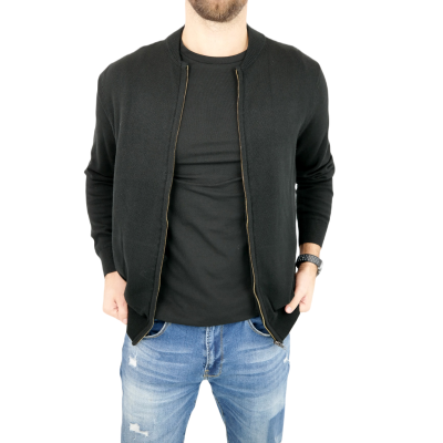 GIOVANNI PERA Sweter męski SG1 czarny, rozpinany, gładki | Sklep GriShop.eu | Swetry