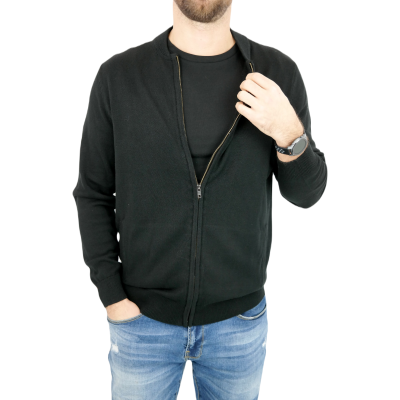 GIOVANNI PERA Sweter męski SG1 czarny, rozpinany, gładki | Sklep GriShop.eu | Swetry