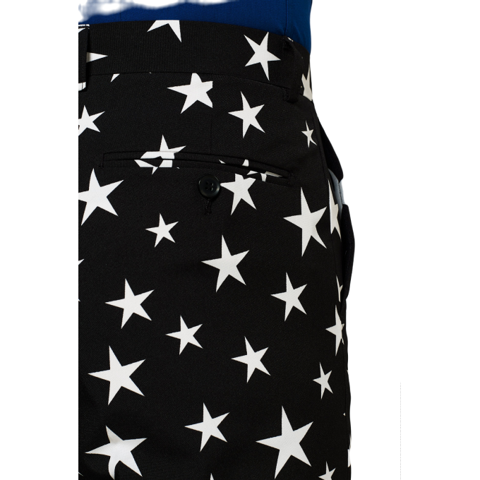 OPPOSUITS Garnitur męski z krawatem, czarny w białe gwiazdki, wzór, casual | Sklep GriShop.eu | Garnitury